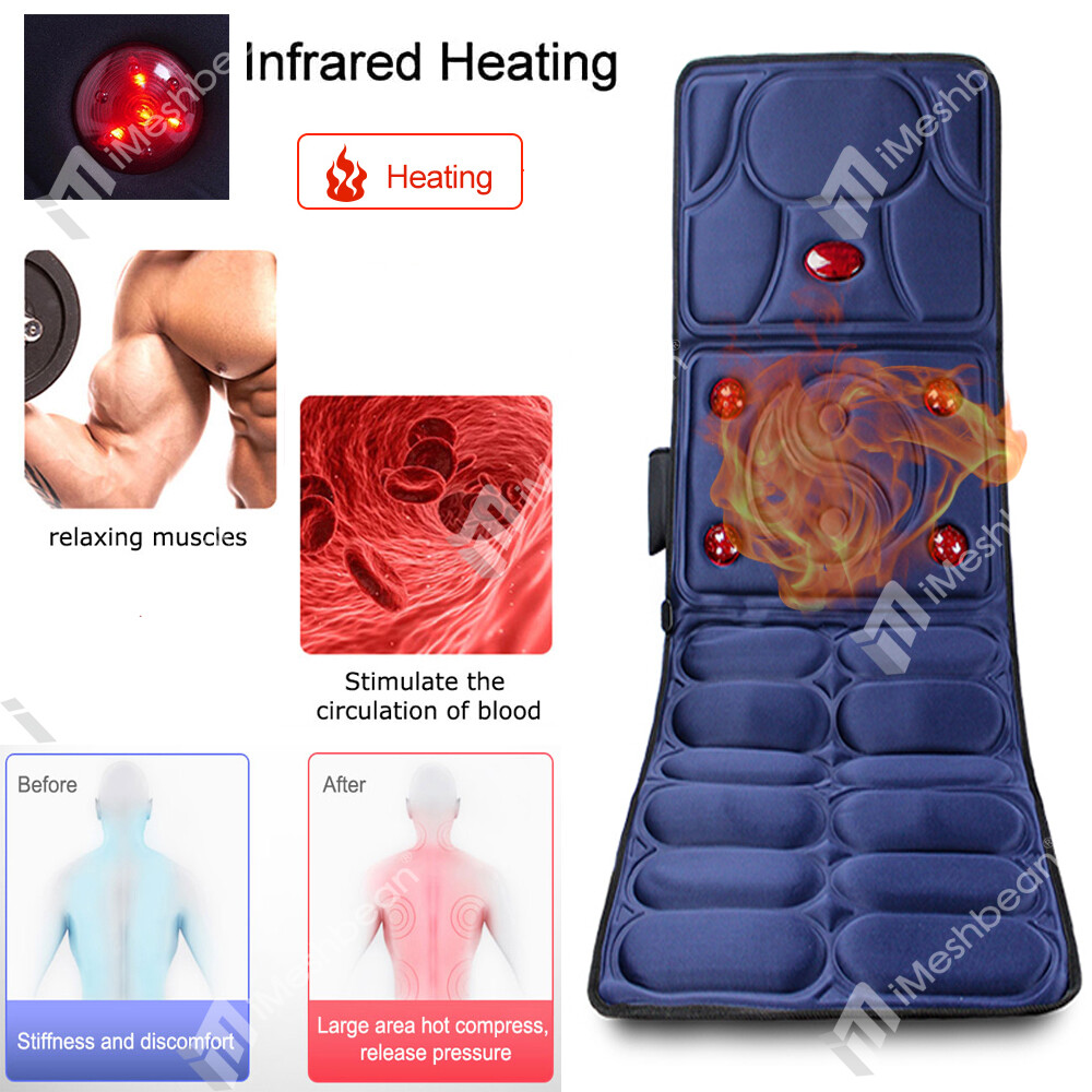 Full Body Massage Mattress Mat w/ Heat & Vibrating Controller Extra Memory Foam