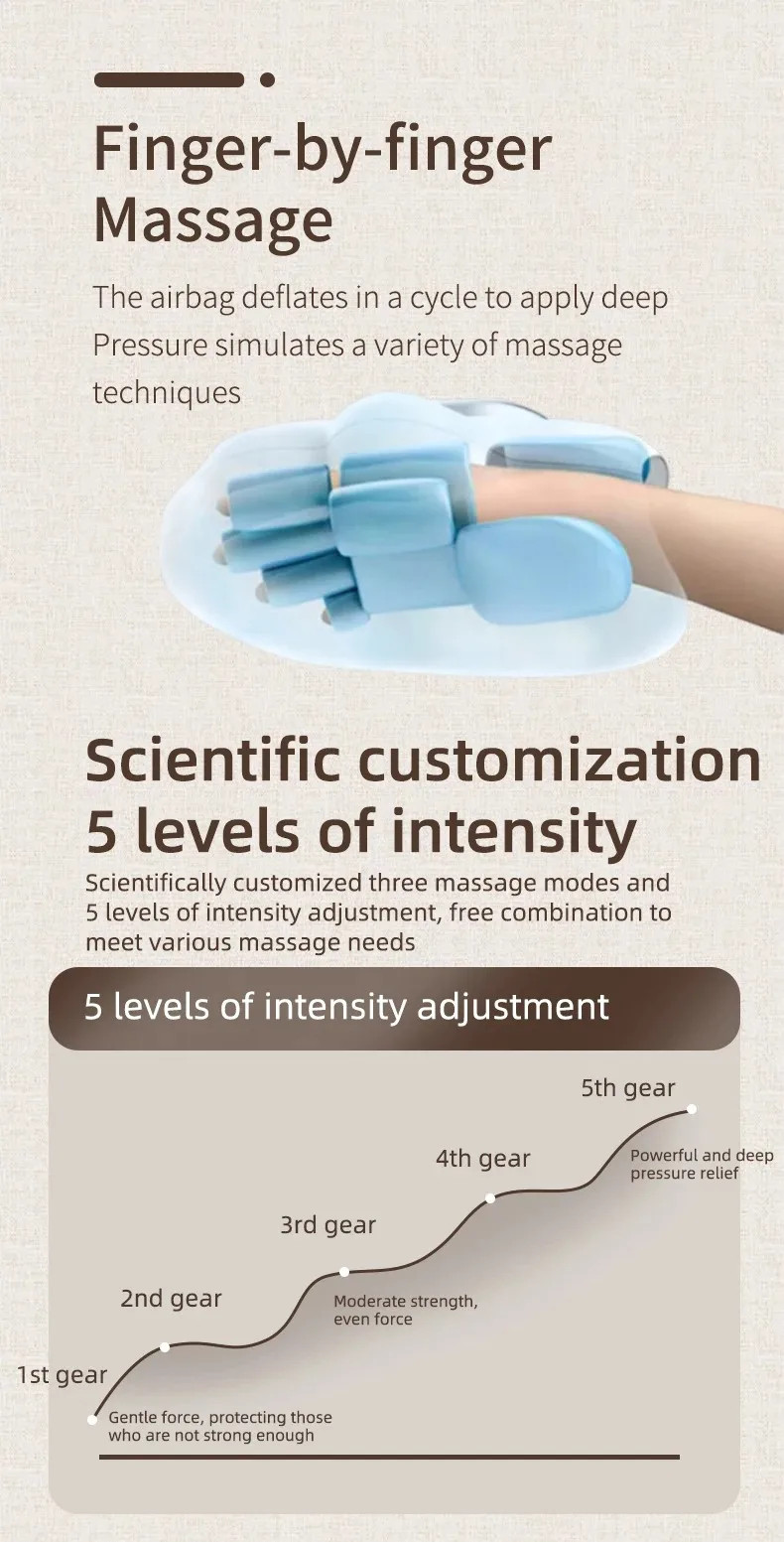 Hand Massager with Heat Airbag Finger Massage Device Electric Vibration Gloves