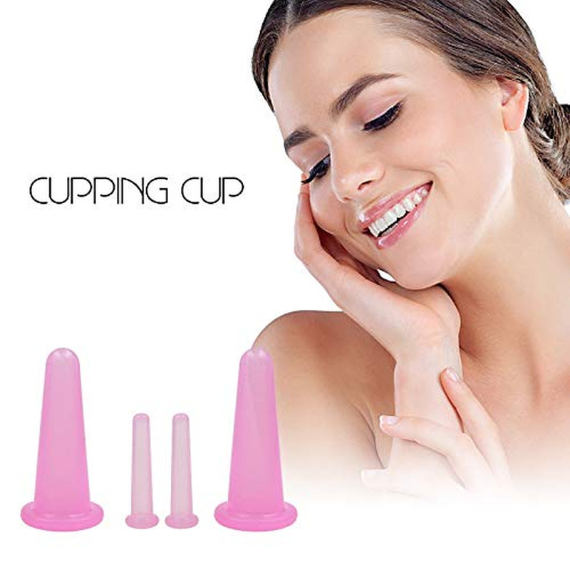 4 Pcs Silicone Facial Cupping Set Massage Cups for Face Body Neck AntiAging Tool