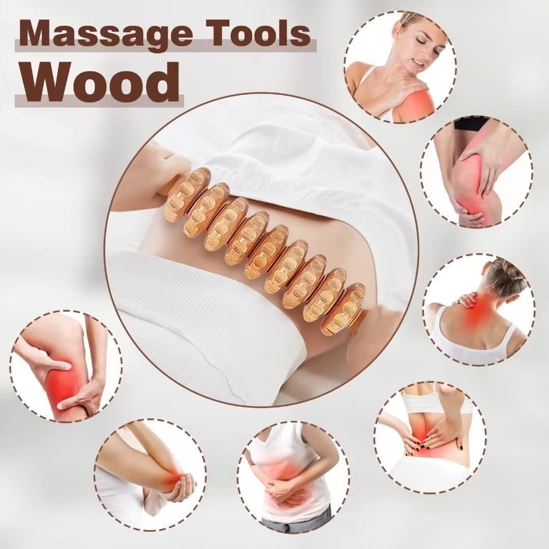 10-in-1 Wood Therapy Massage Tools Gua Sha Wooden Massager for Body Shaping M…