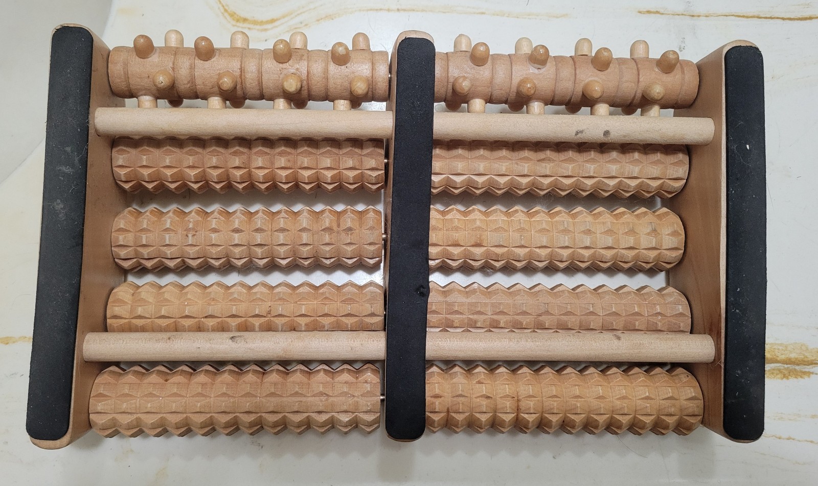 Theraflow Wood Wooden Foot 10 Roller Massager Massage Dual Roller Reflexology