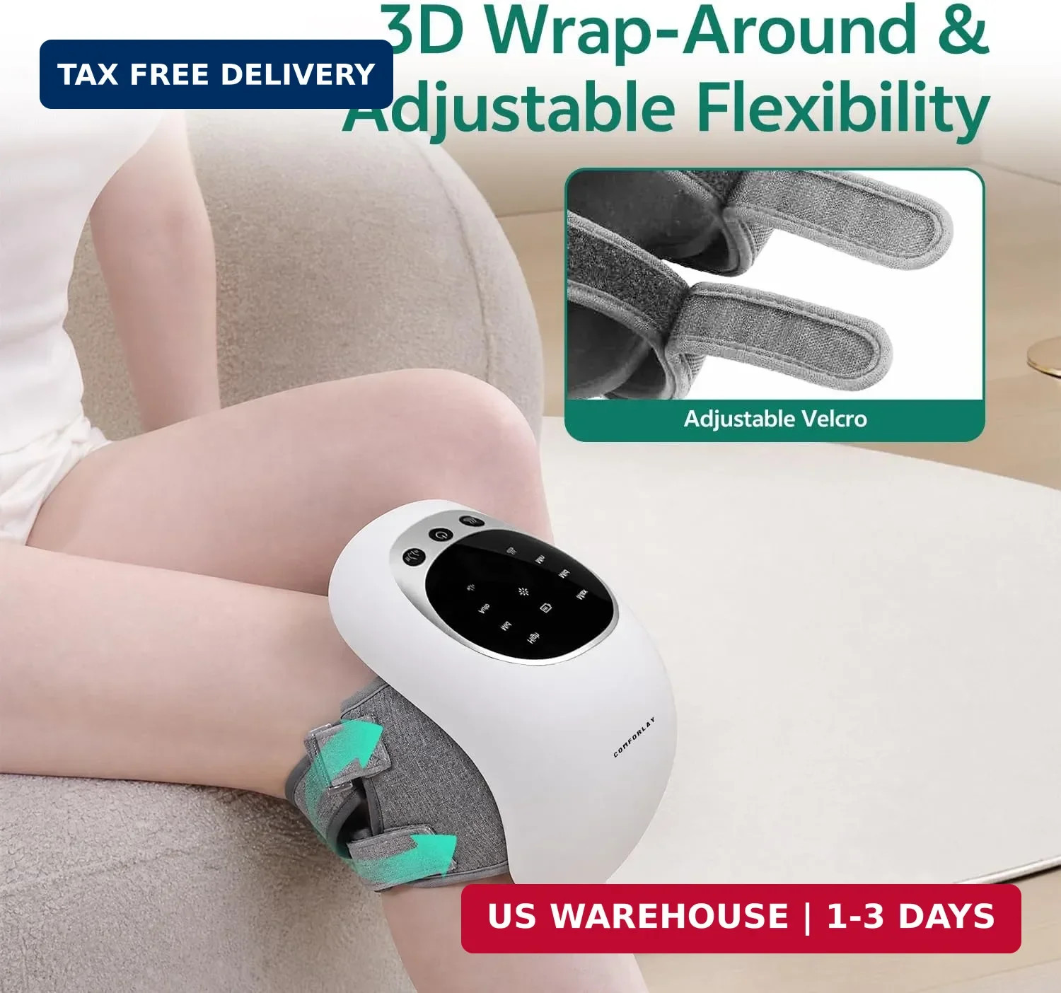 Knee Massager for Relief, 2026 Updated Edition，Cordless Heated Knee Massager wit