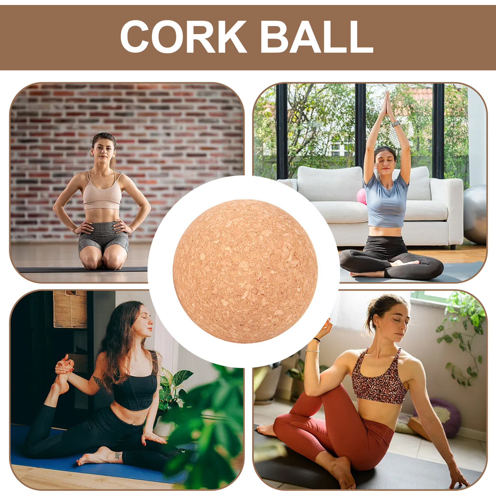 Cork Massage Ball 60-100mm Extra Firm Yoga Ball For Myofascial Release