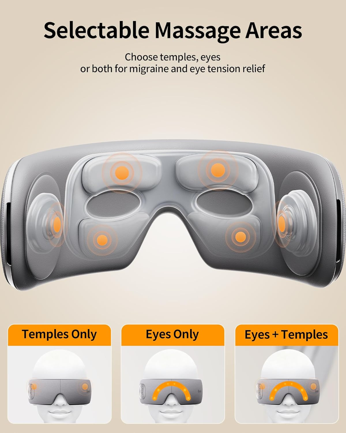 Eye Massager for Migraines with Temple Massage, Heat, Air Compression &Bluetooth