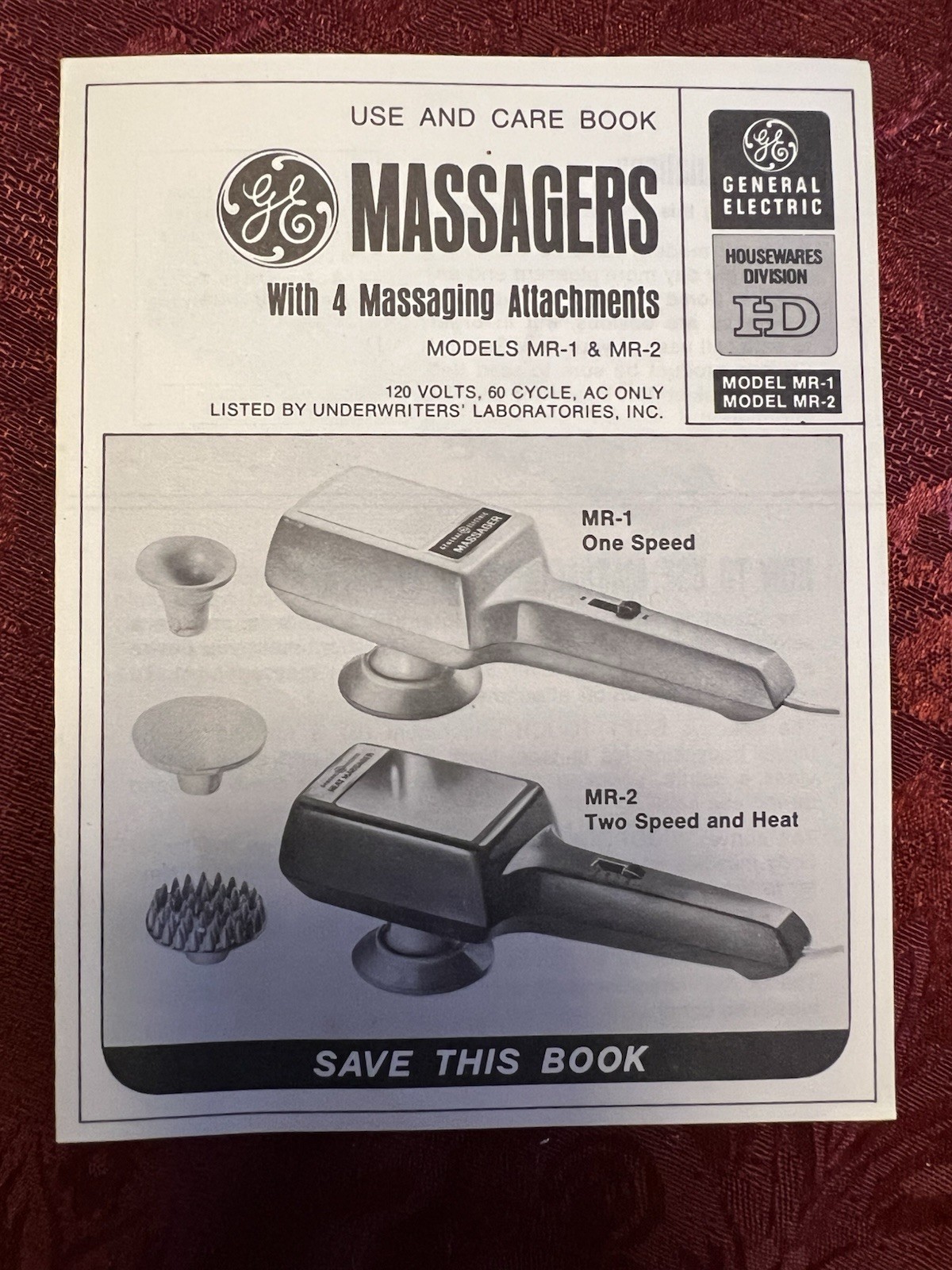 GE VTG Heat Massager Vibrator MR-2 Box & Attachments vibrating 1970’s