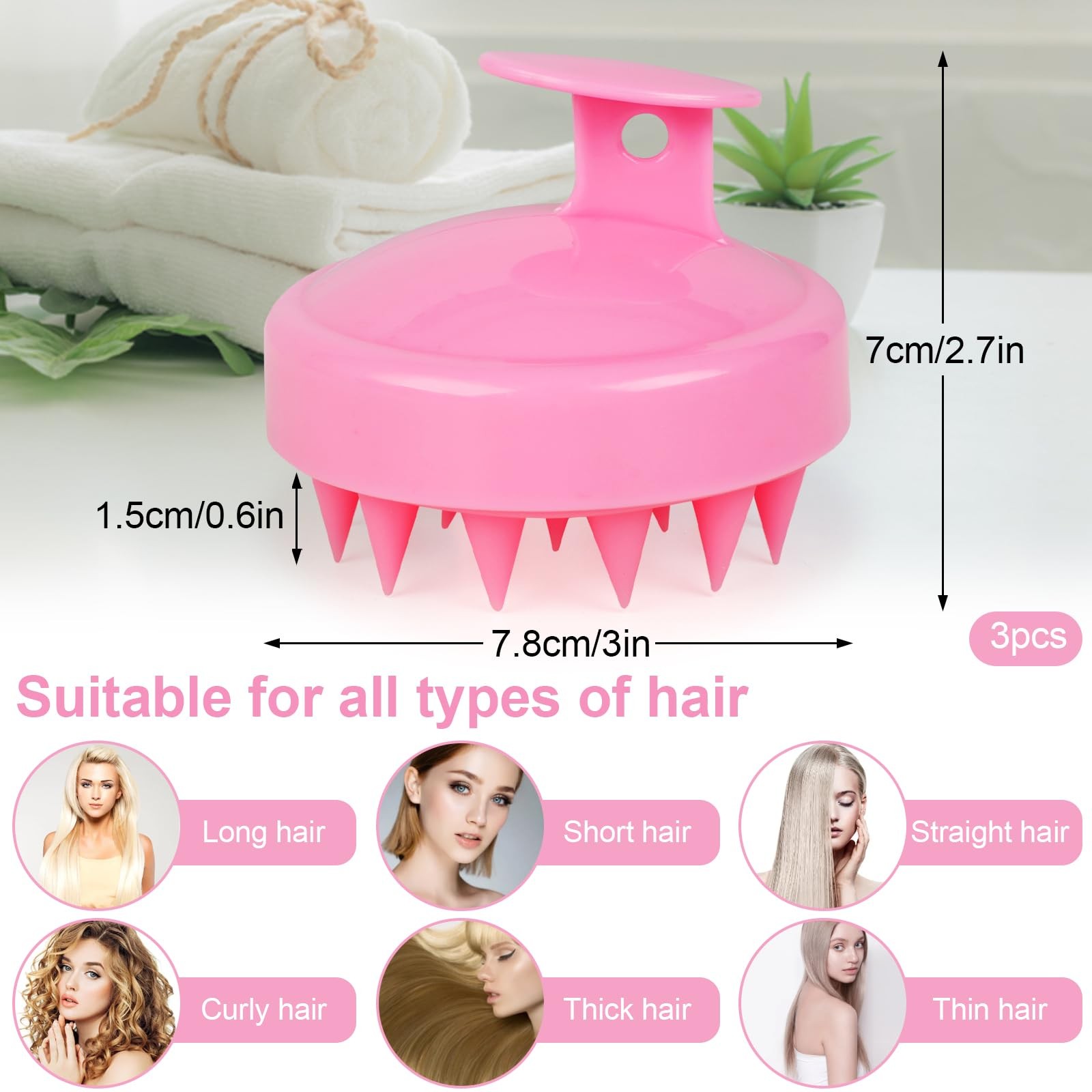 Oligei Scalp Massager 3 Pack, Shampoo Brush, Hair Scrubber for Exfoliation,