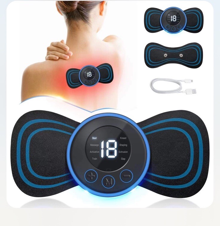 Portable Mini Electric Neck Back Massager Whole Body Massage Stimulator +Remote