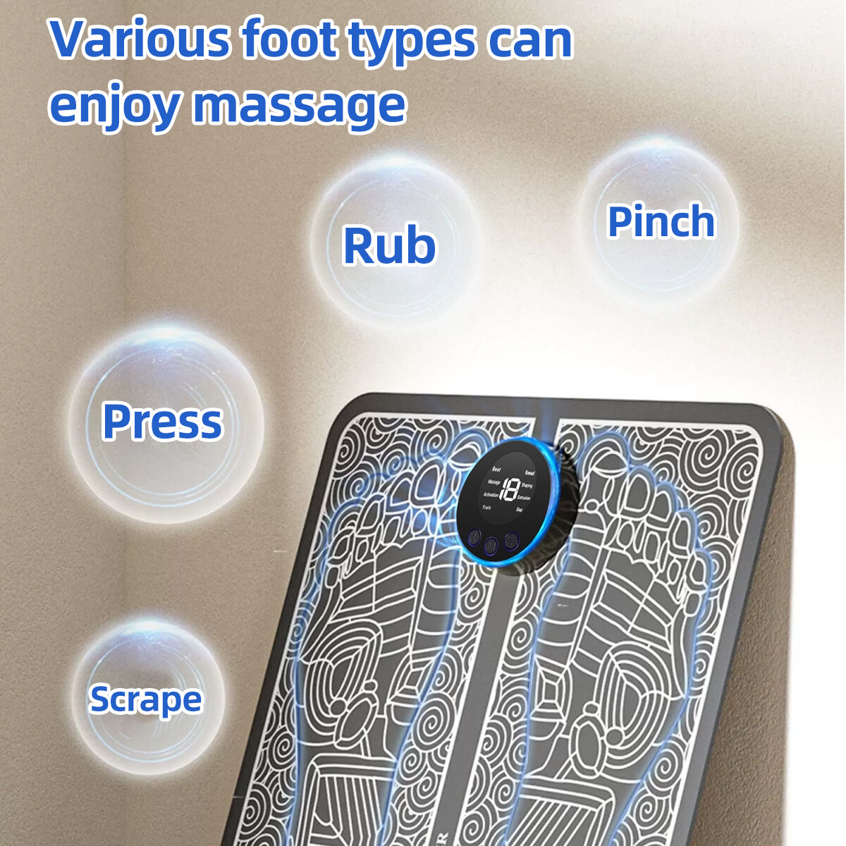 19 Level Electric Foot Massager Pad Blood Circulation Muscle Stimulator Mat