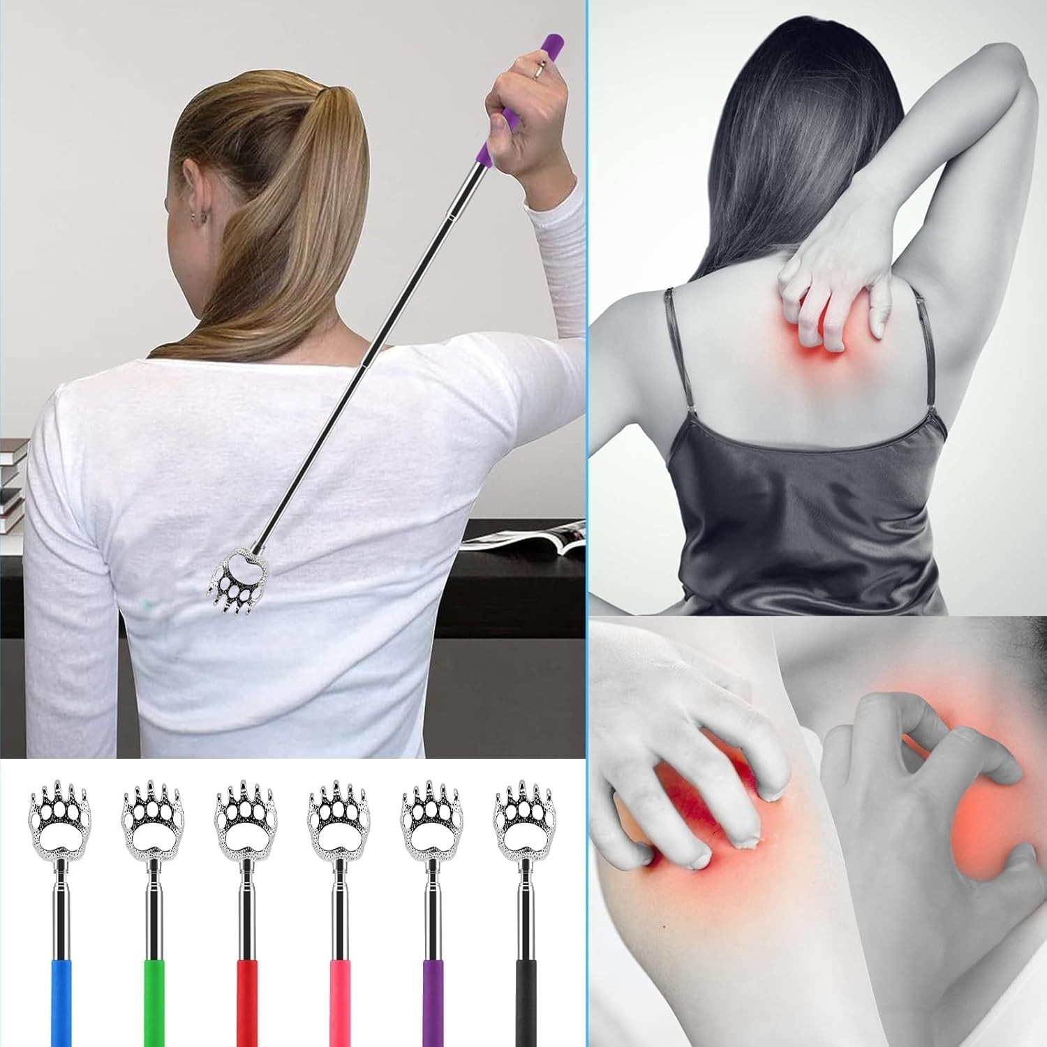 12x Bear Claw Telescopic Metal Extendable Back Scratcher Back Massager Gift 23″