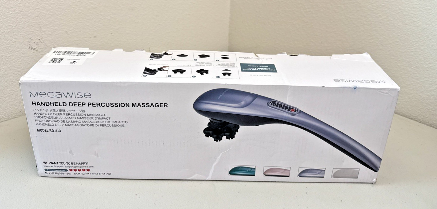 MEGAWISE Cordless Handheld Back Massager w/3200mAh Battery 5 Speed – White *NEW*