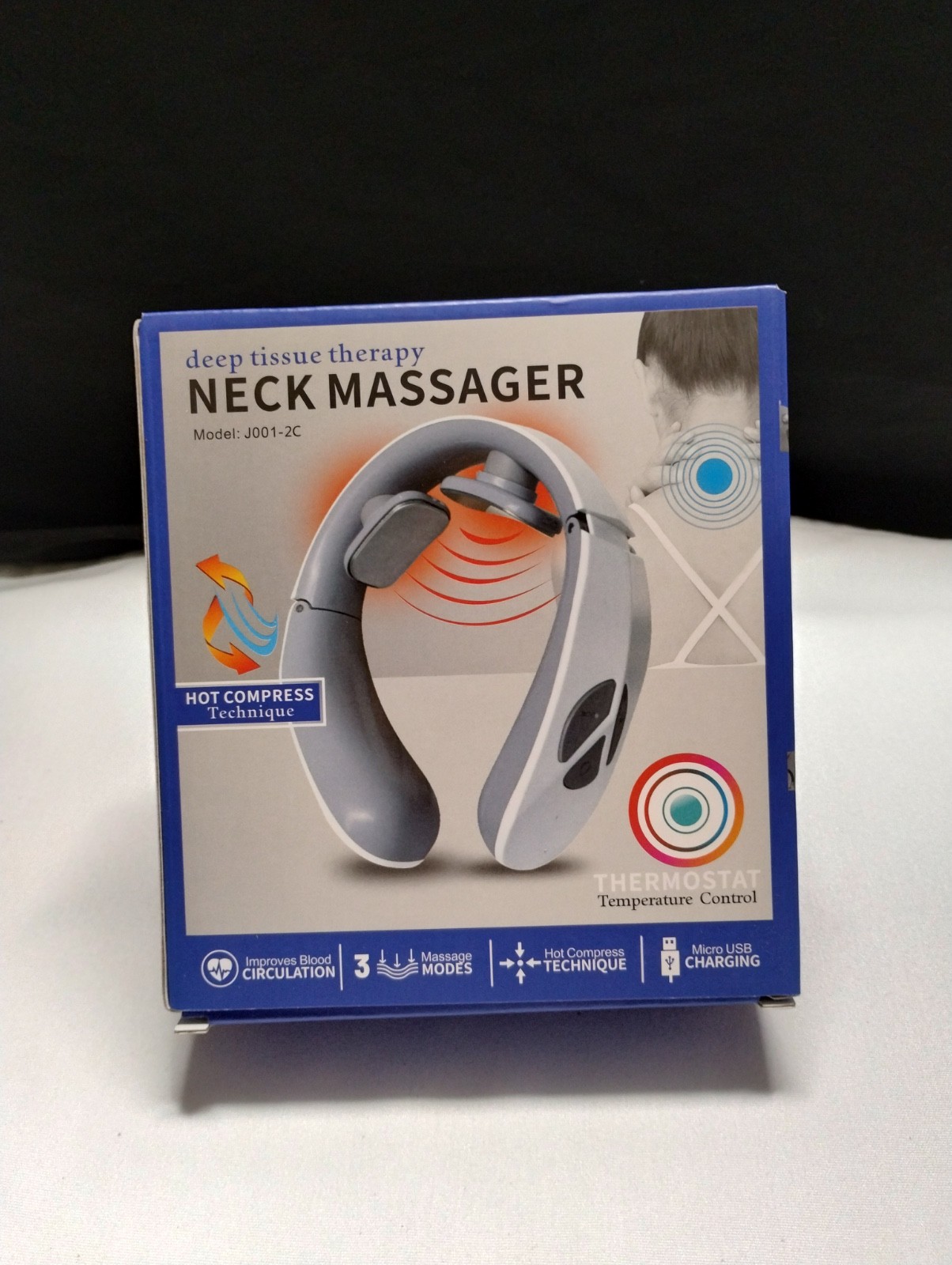 DEEP TISSUE THERAPY NECK MASSAGER RECHARGEBLE PORTABLE RELIEF WITH HEAT