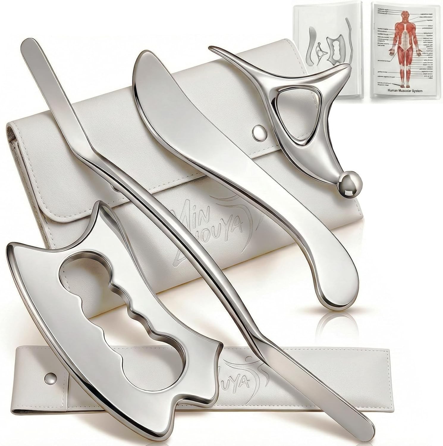 Stainless Steel Muscle Scraper Tool Set – 4Pcs Massage Scraper Tool Gua Sha f…