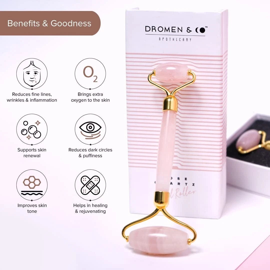 Dromen & Co Rose Quartz Facial Roller For Face Massage 1 Piece e128