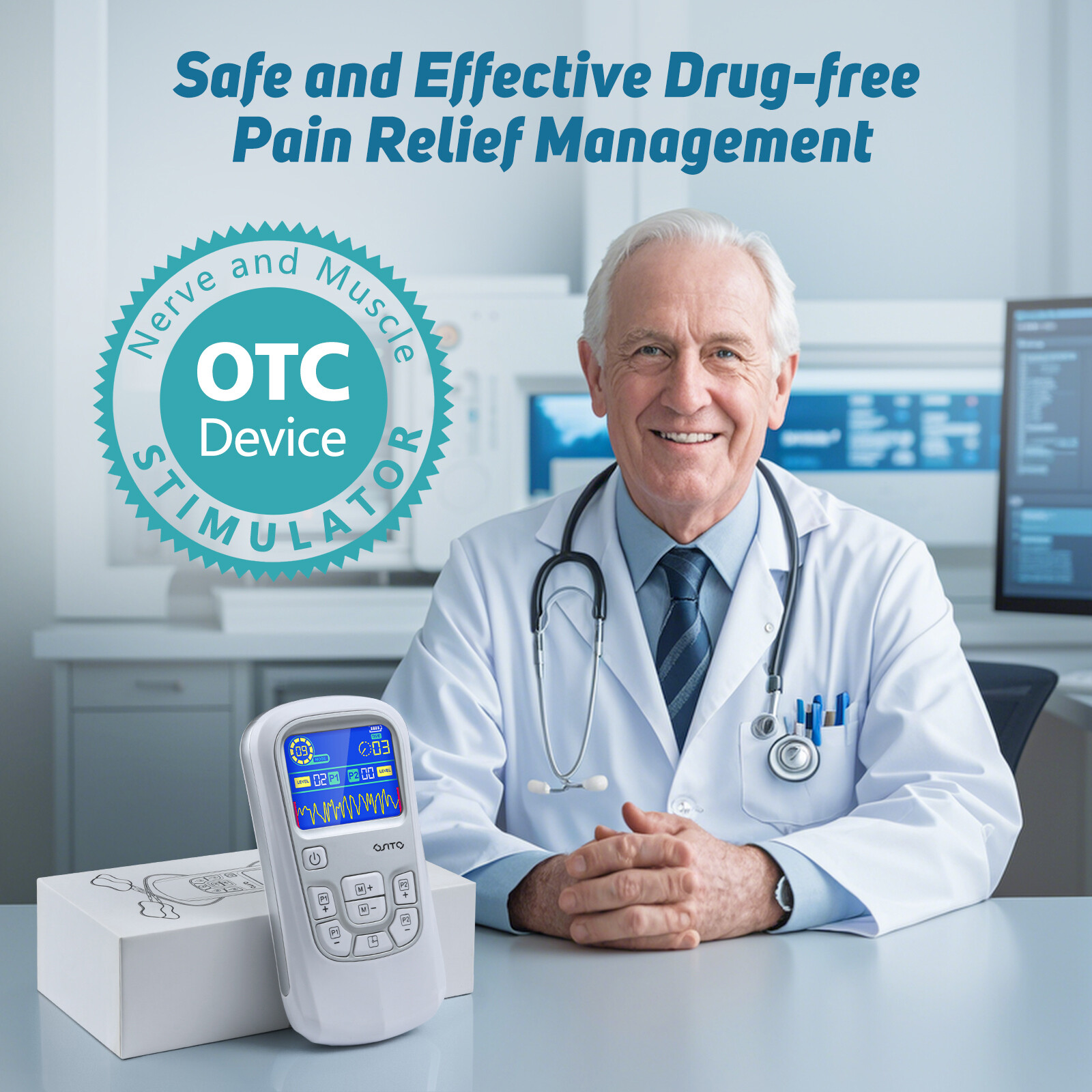 OSITO TENS Unit Muscle Stimulator 2Channel Electronic Pulse Massager Relief Pain