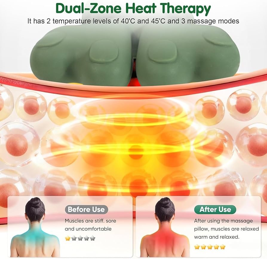 Bionic Heated Neck and Back Massager Electric Deep Tissue 4D Kneading Massage
