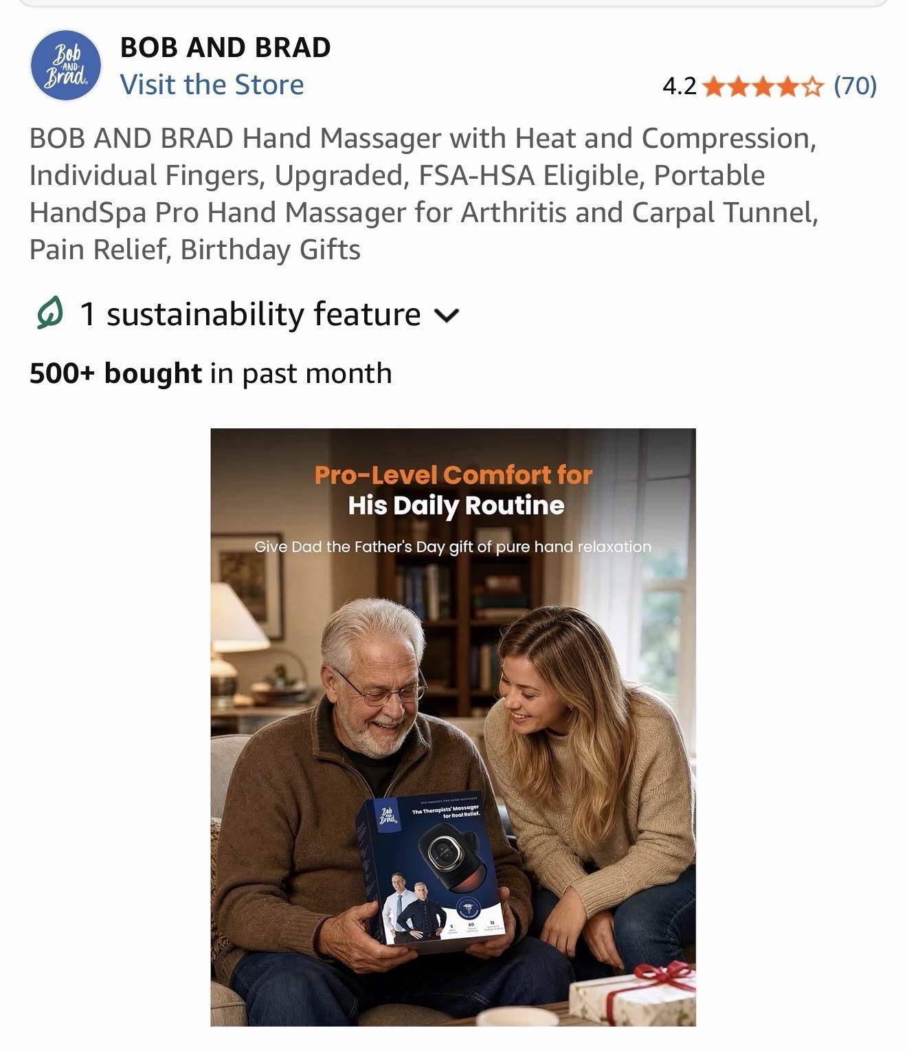 BOB AND BRAD Hand Massager with Heat and Compression, Individual Fingers