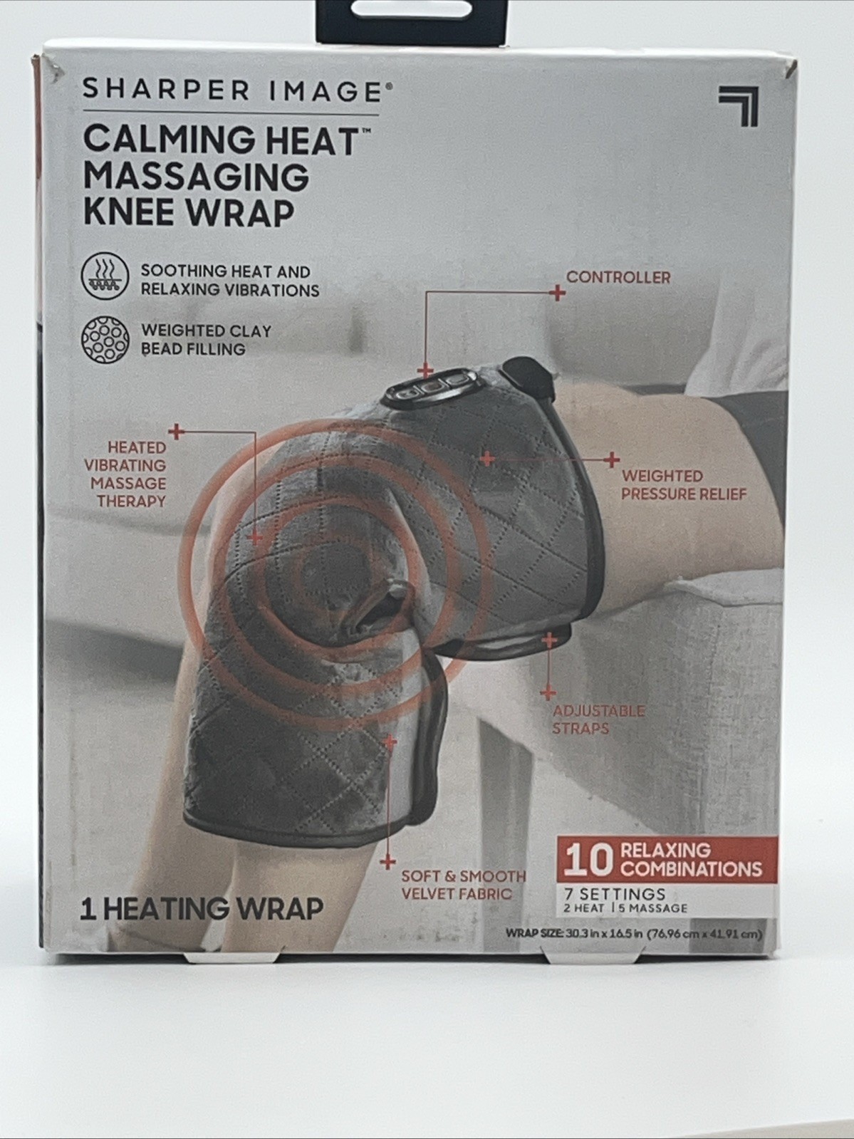 Sharper Image Calming Heat Massaging Knee Wrap ~NEW