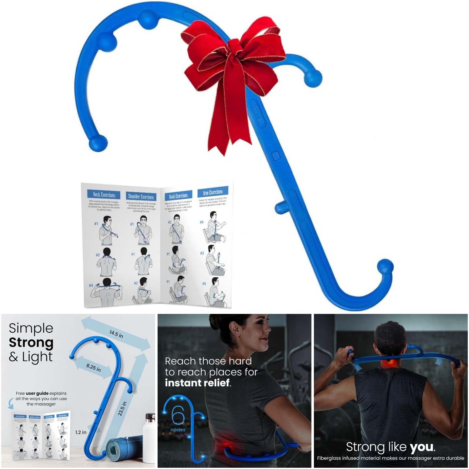 Blue Handheld Massager for Back and Neck Pain Relief Gift Set