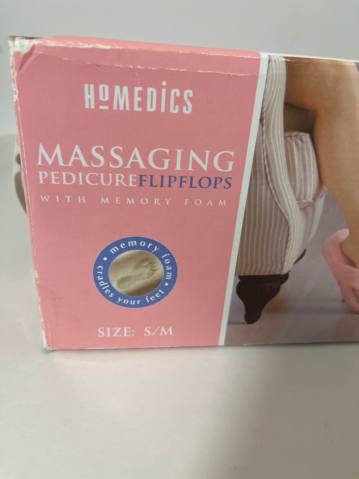 Homedics Memory Foam Pedicure Flip Flops Pink S/M Breast Cancer