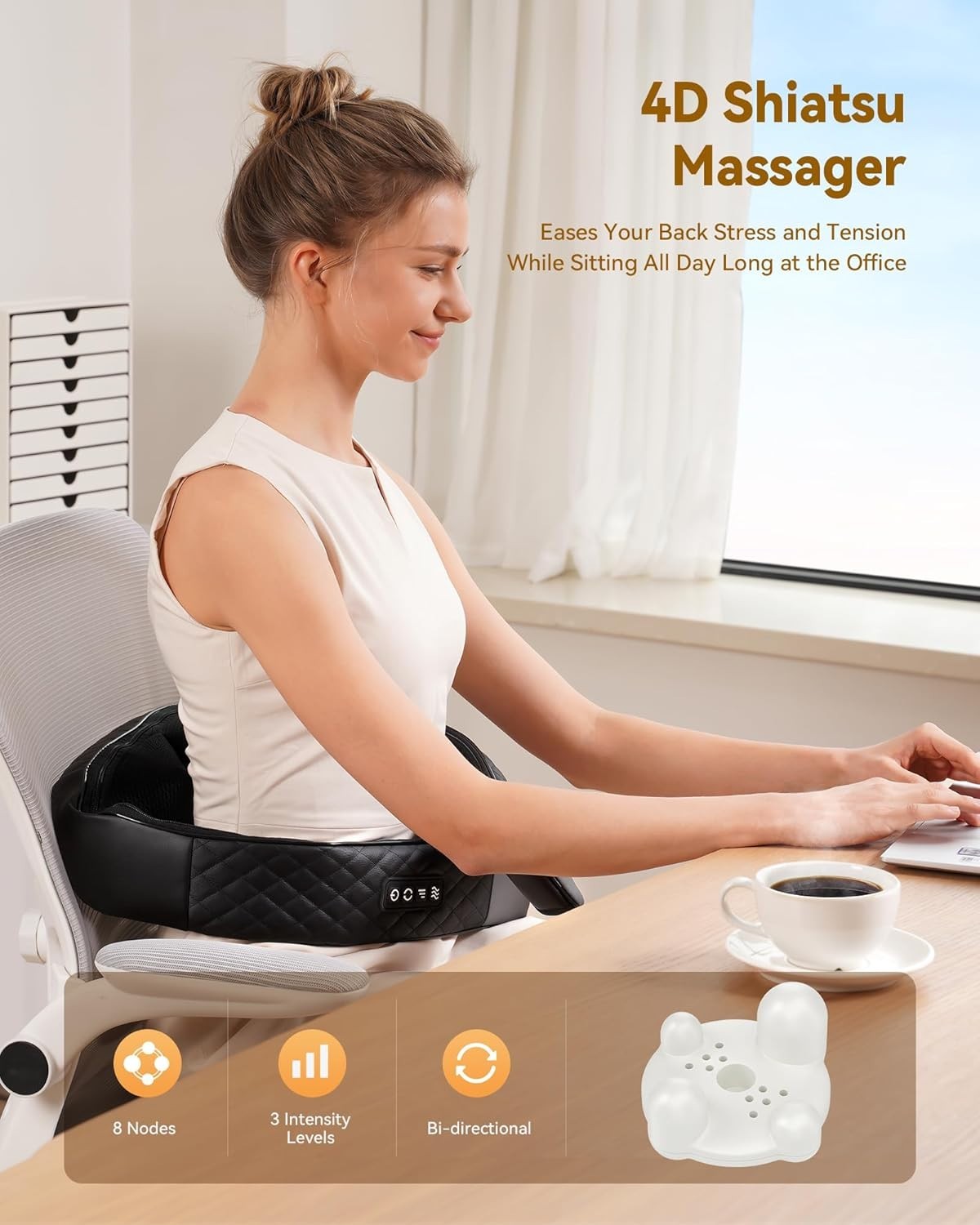 Portable Shiatsu Massage Belt with Adjustable Heat for Stress and Fatigue Relief