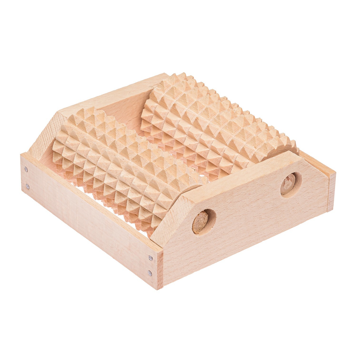 Wooden Foot Roller Massager, 2 Rollers for One Foot, 13×12.5×5 cm (5.1×4.9×2 in)