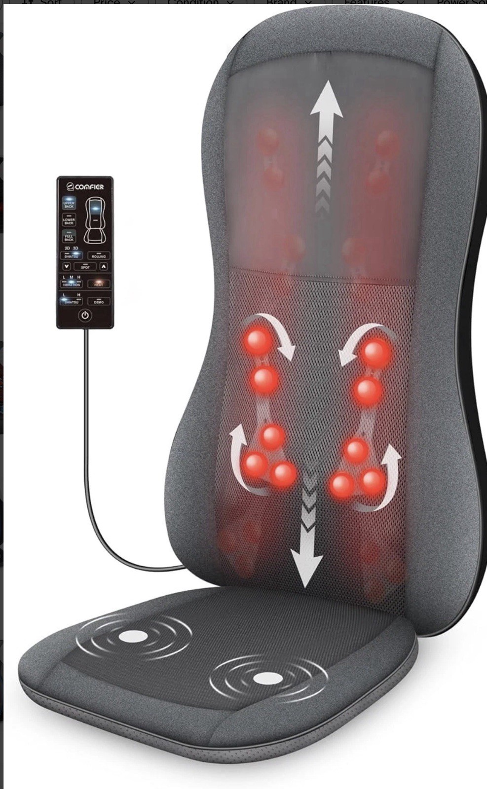 🔥 Shiatsu Full Back Massager,Massage Cushion Chair Pad W/ Heating 🆕AS SHOWN