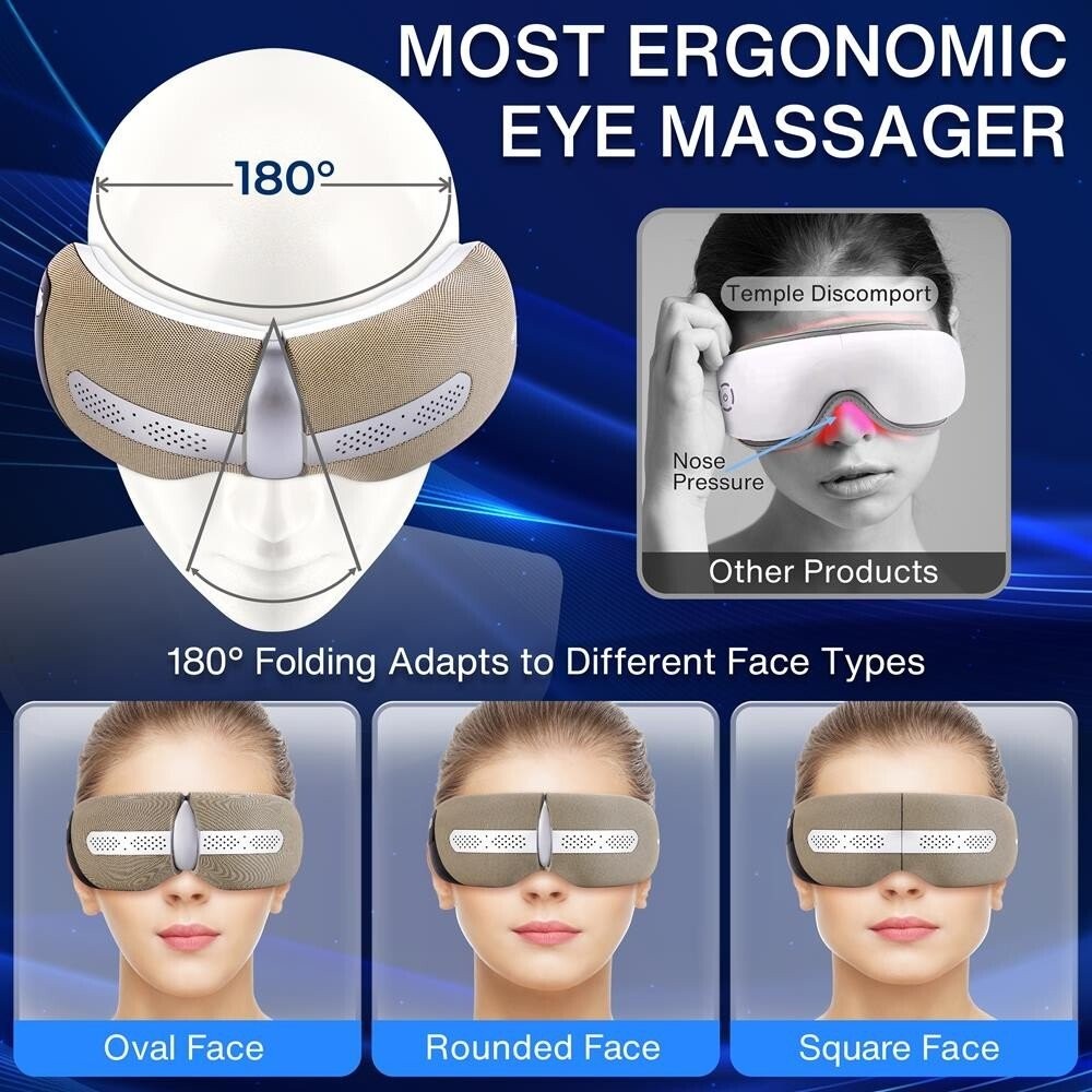 SereneLife Electric Smart Eye Massager-with Heat Therapy and Bluetooth Music