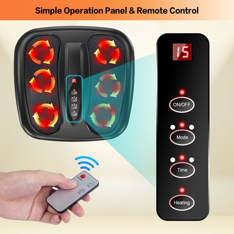 Foot Massager w/ Heat, Shiatsu Foot Massager with 3 Modes & Wireless Remote