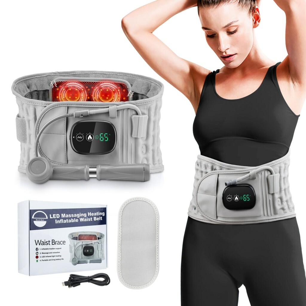 Inflatable Decompression Back Belt with Red Light Heating and Vibration Massager