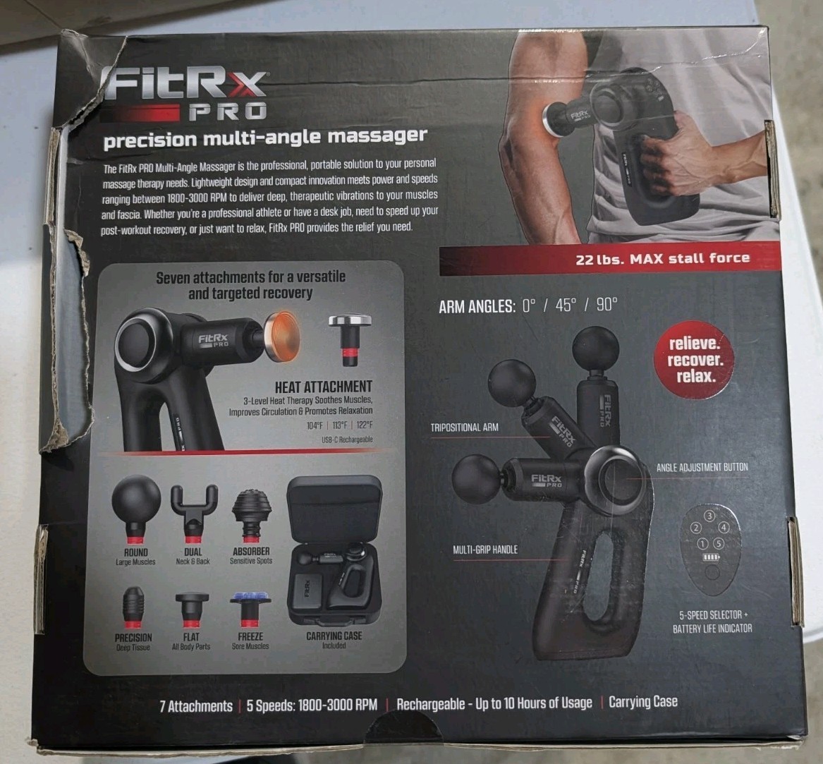 FitRx Pro Neck and Back Massager, Handheld Percussion Massage Gun