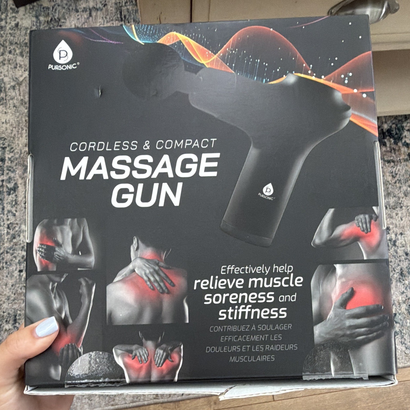 Pursonic MG850 Cordless Compact Handheld Percussion Massage Gun, 3 Heads, Black