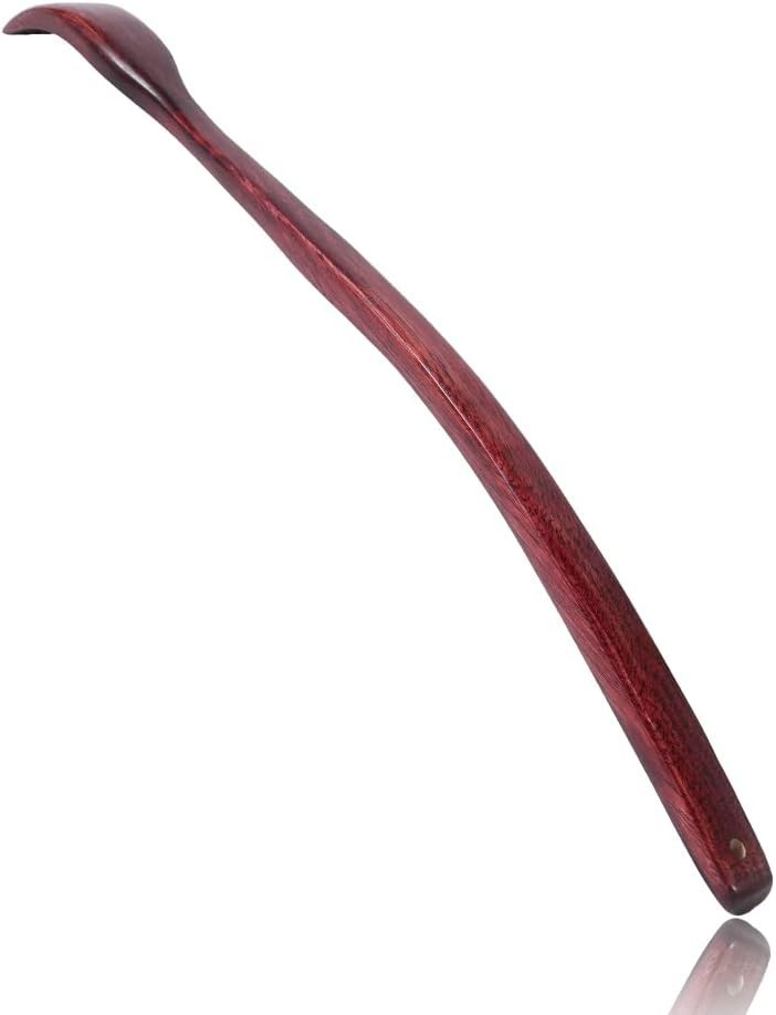 Oversized Wooden Back Scratcher: 18» Extended Curved Handle for Better Reach, H