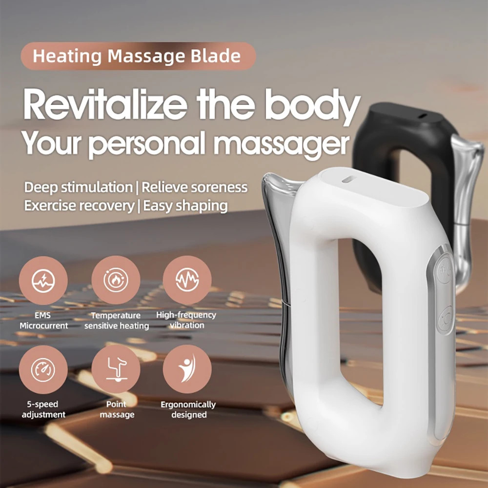 Electric Heating Fascia Massager Body Scraping Microcurrent Vibration Muscle Rel