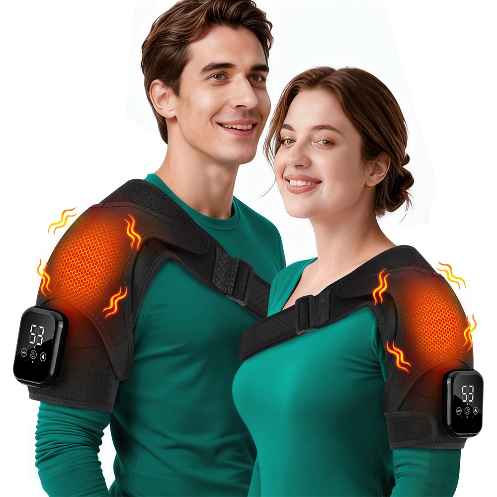 Electric Heated Shoulder Massager with Vibration Massage Brace Joint Pain Relief