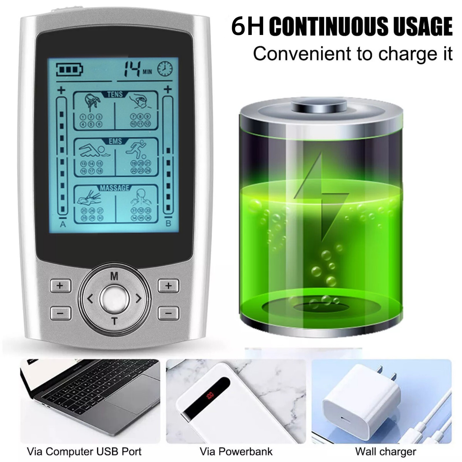 36 Modes Tens Unit Muscle Therapy Pain Relief Stimulator Machine Pulse Massager