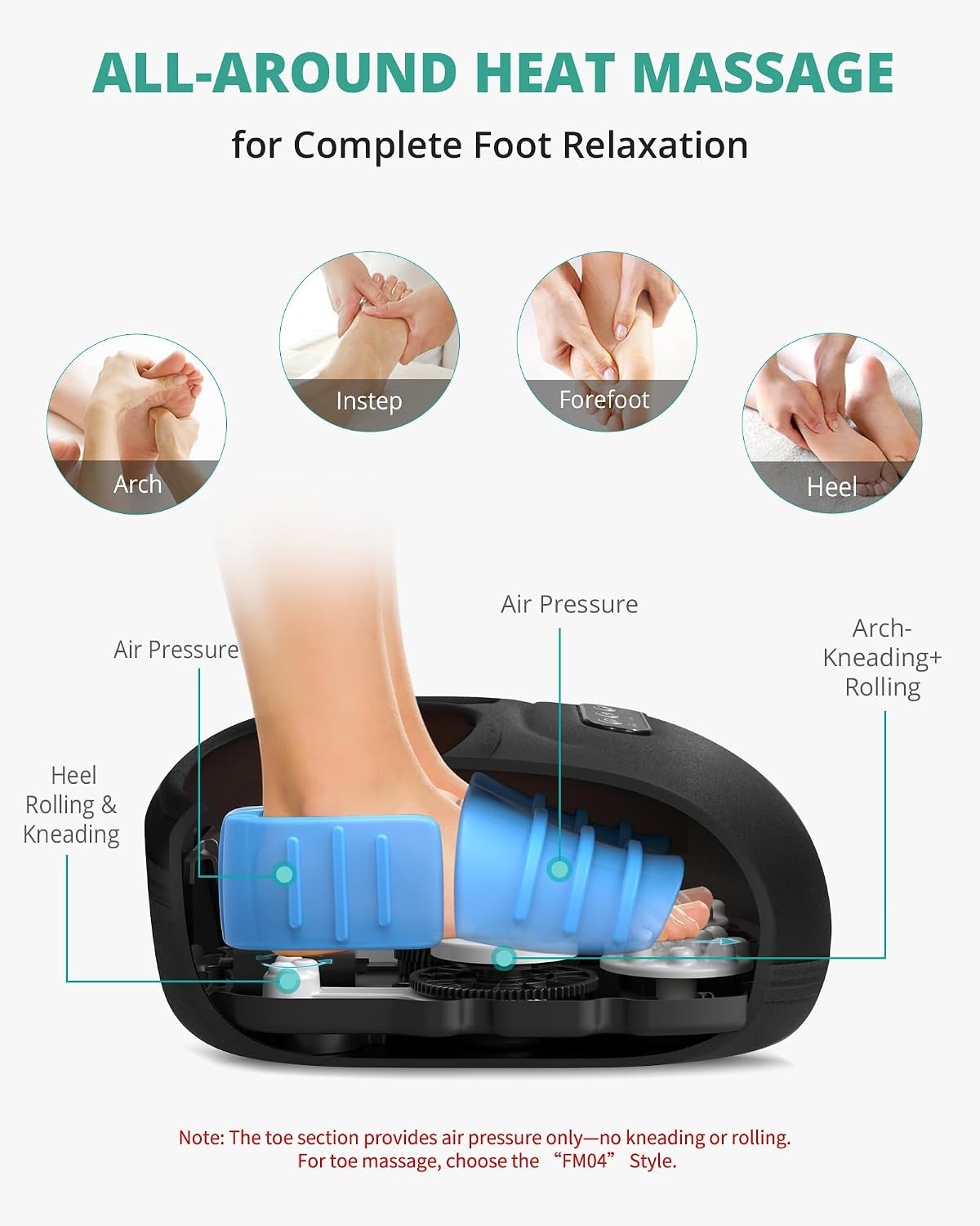 Foot Massager Machine Heat, Shiatsu Kneading & Rolling, Massage for Plantar Fasc