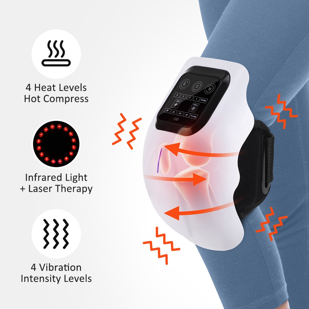 Knee Massager Cordless Heat Vibration Infrared Therapy Pain Relief LED Light