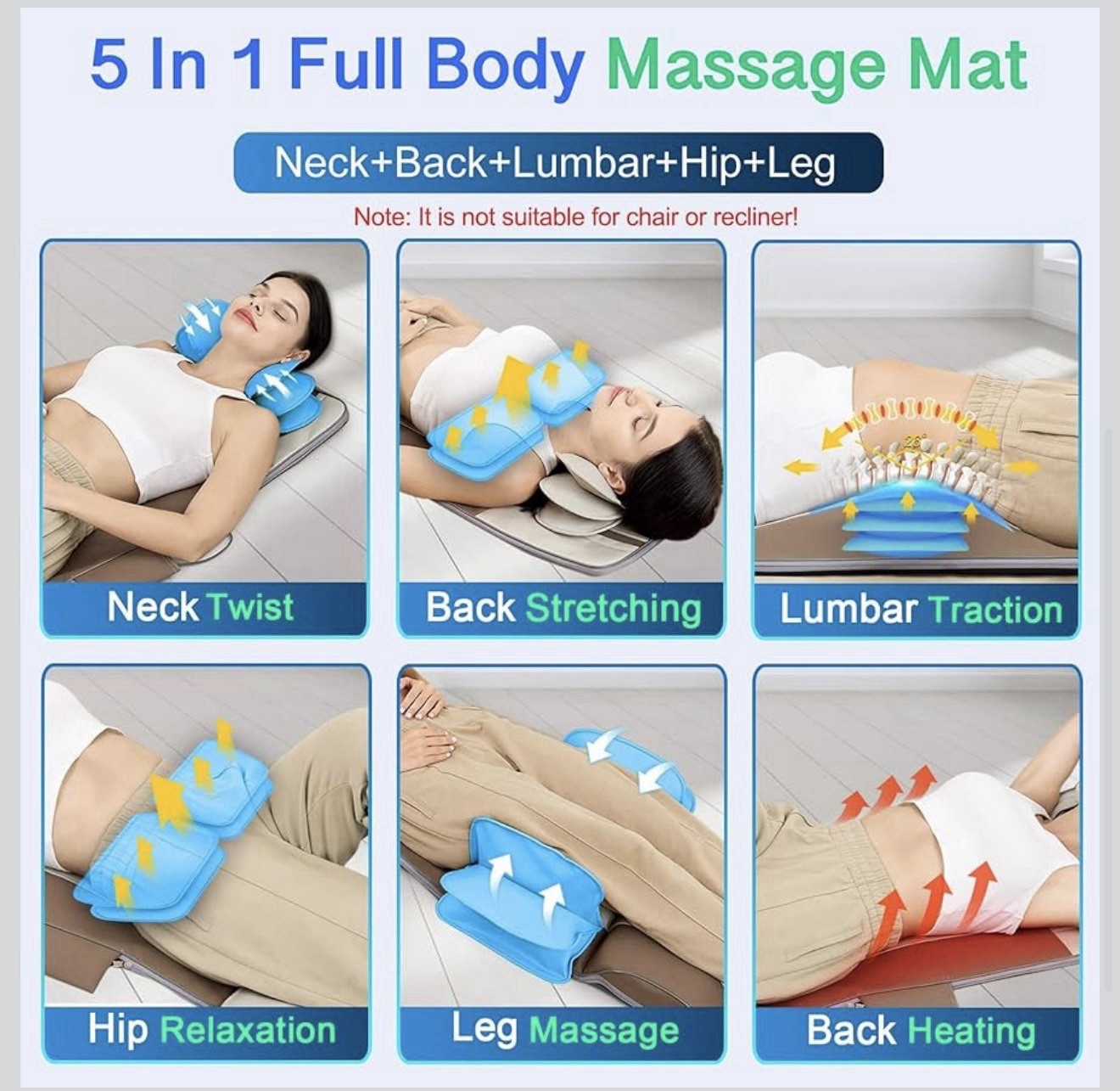 Full Body Massage Mat 3d Body Stretching Lumbar Traction Back Heating Traction