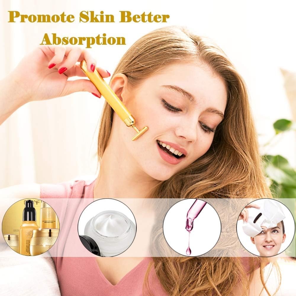 2-in-1 Waterproof Electric Facial Roller & T-Shape Massager for All Skin Types