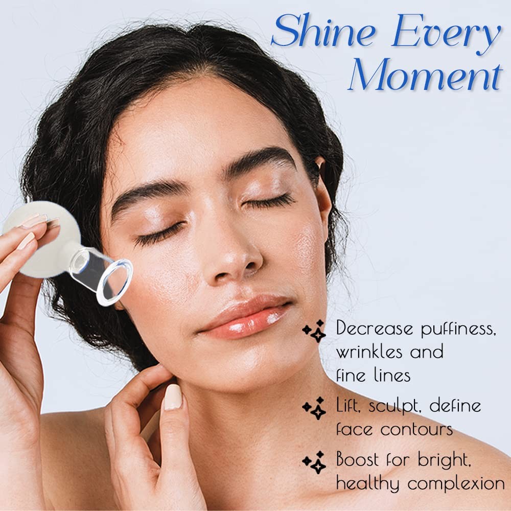4 PCS Glass Facial Cupping Set | Silicone Vacuum Suction | White