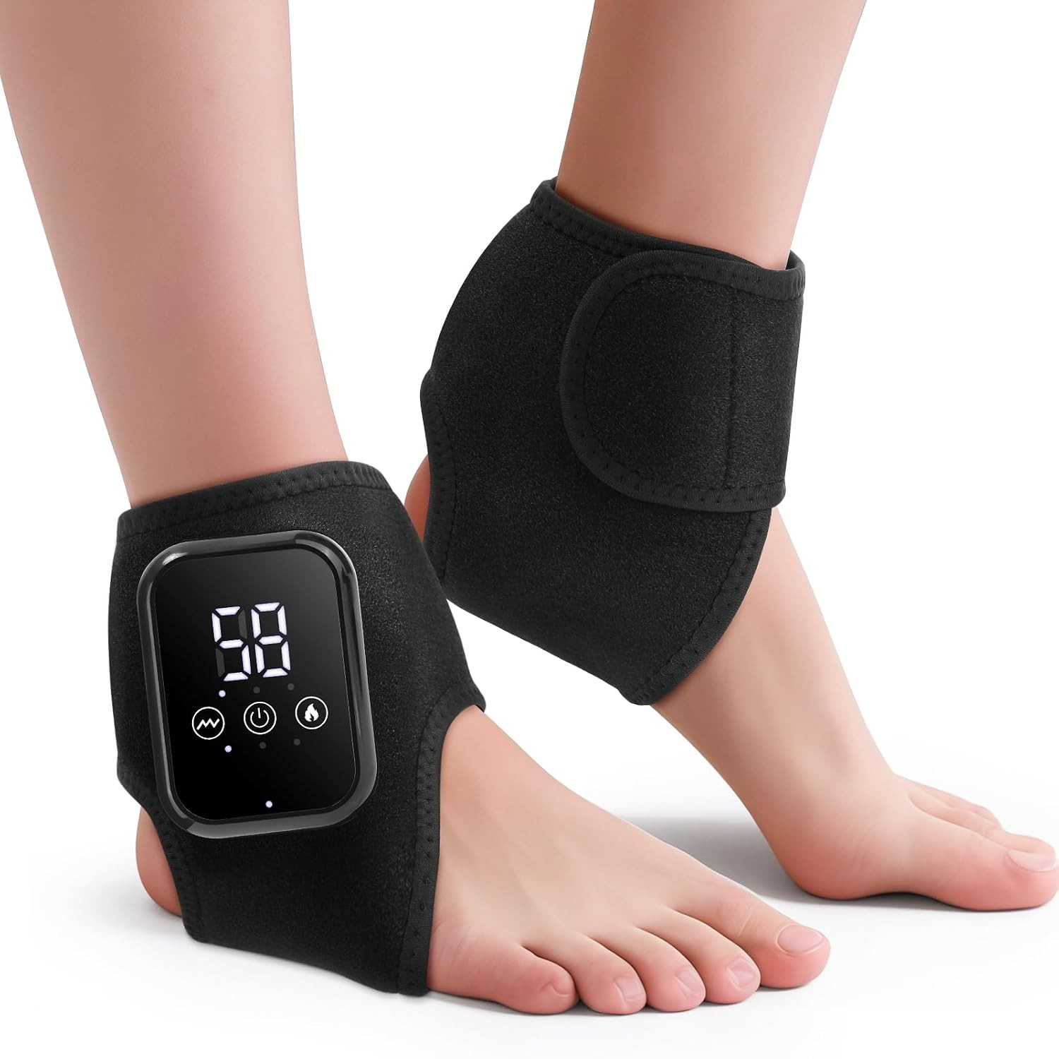 2Pcs Sports Recovery Heated Ankle Massager Support Wrap Rechargeable Pain Relief