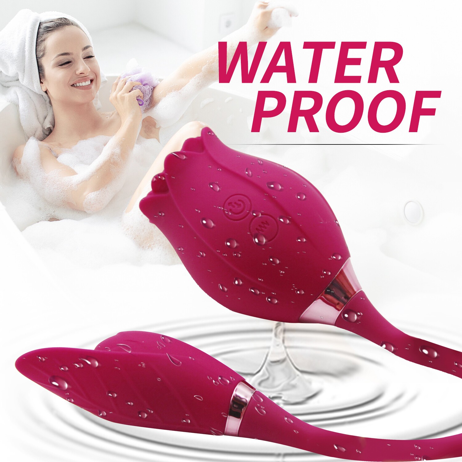 2 In 1 Personal Massager Rose Vibrator Sucker Women Massager Wand Waterproof