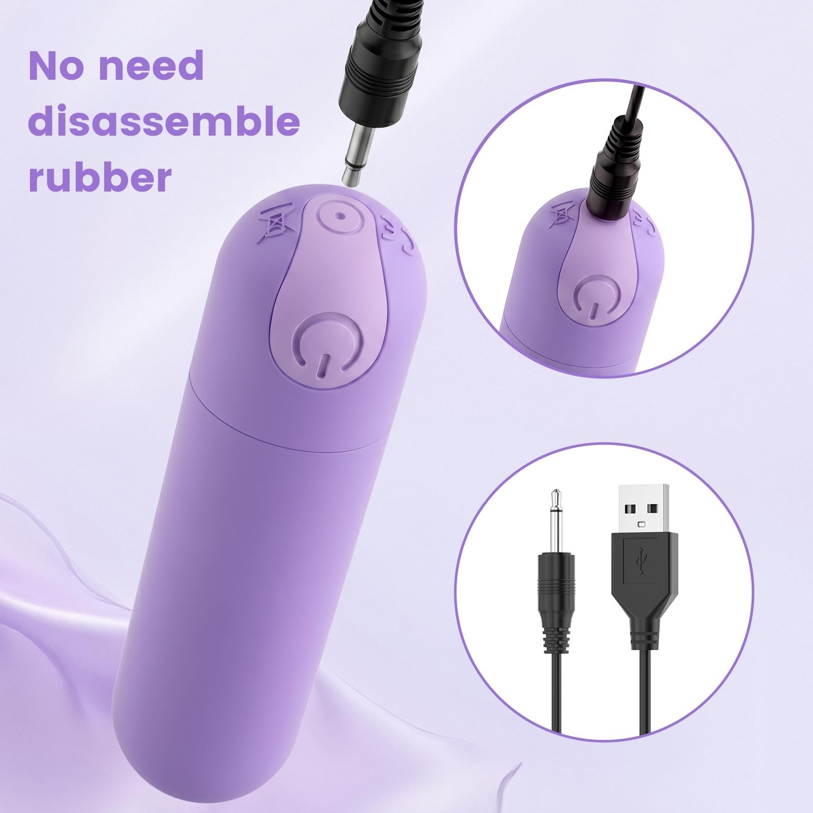 Waterproof Mini Massager, Rechargeable with 10 Vibration Settings, Light Purple