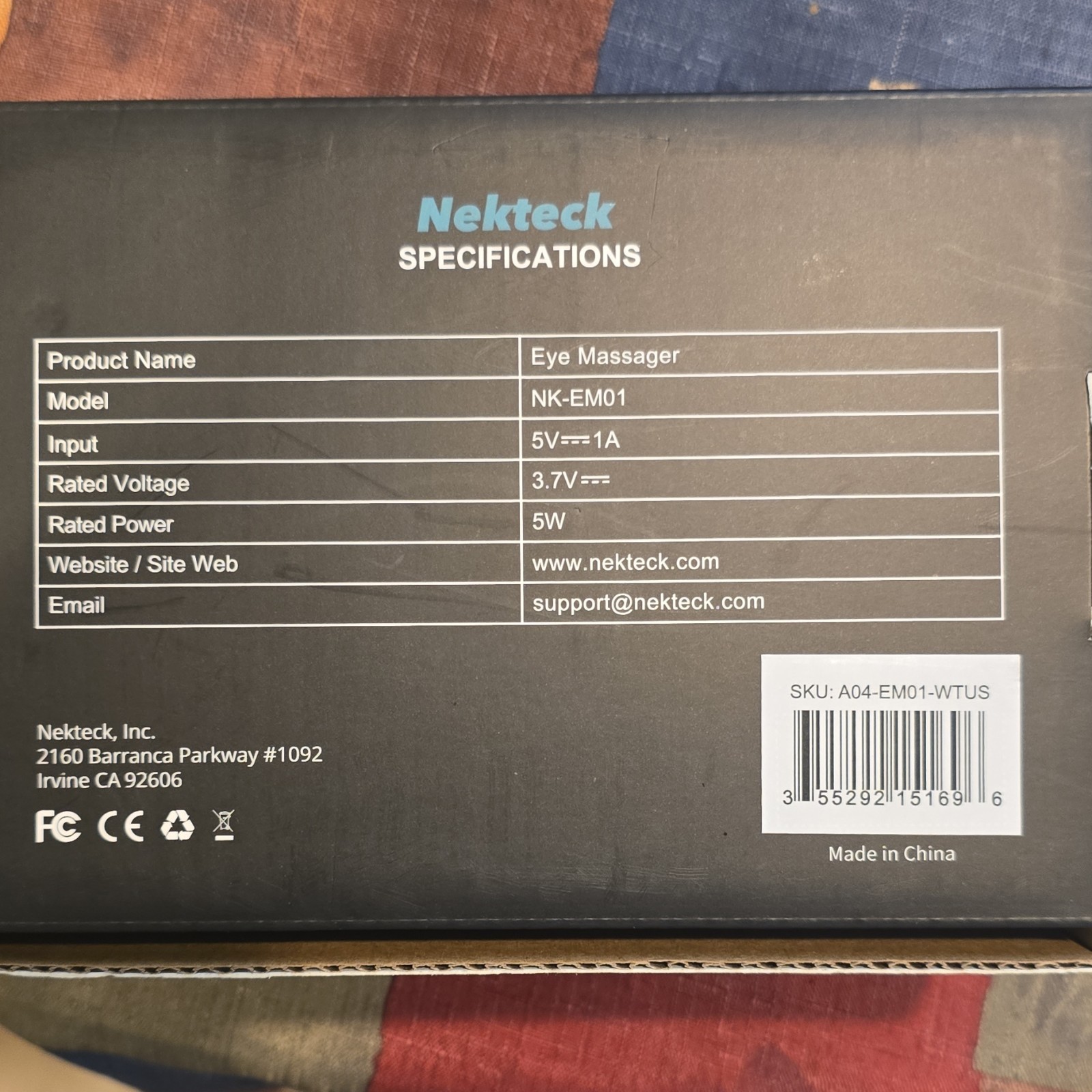 Nekteck NK-EM01 Electric Eye Massager Air Compression Rechargeable USB Black