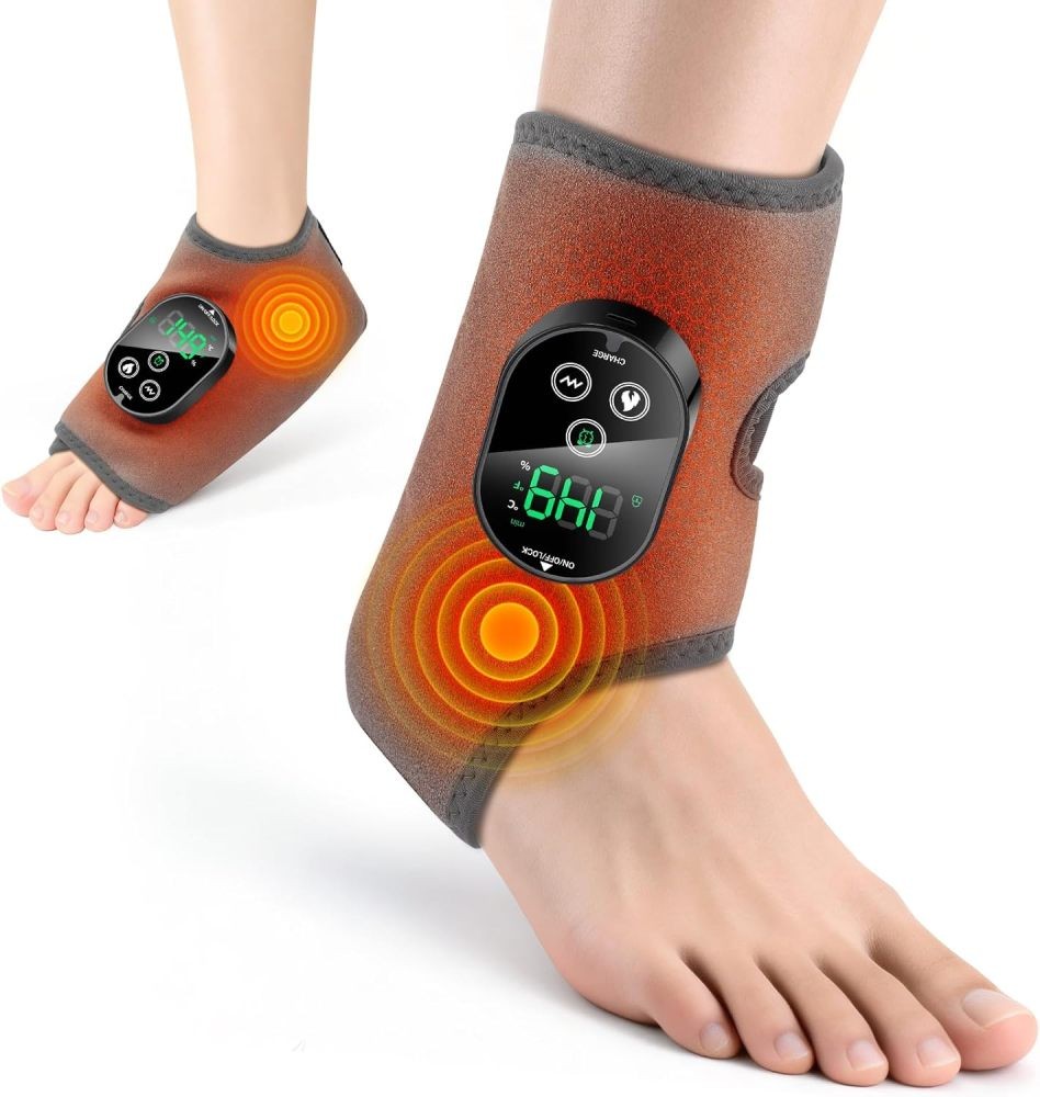 Electric Foot Ankle Massager Pain Relief with 6 Heat Levels, 3 Vibration Modes