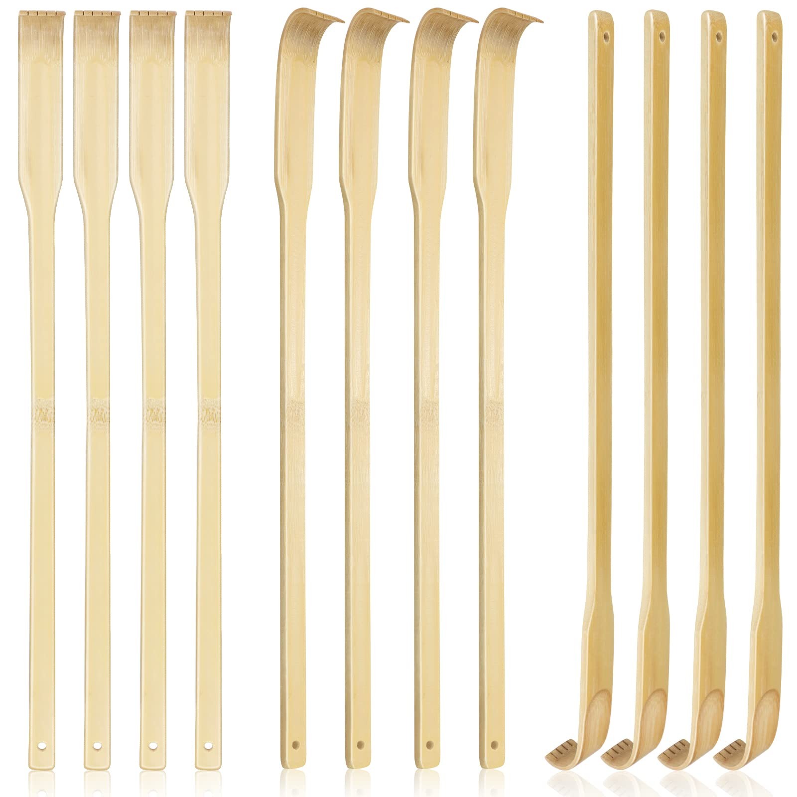 UPlama 12 PCS Natural Bamboo Back Scratcher 12 Count (Pack of 1), Brown