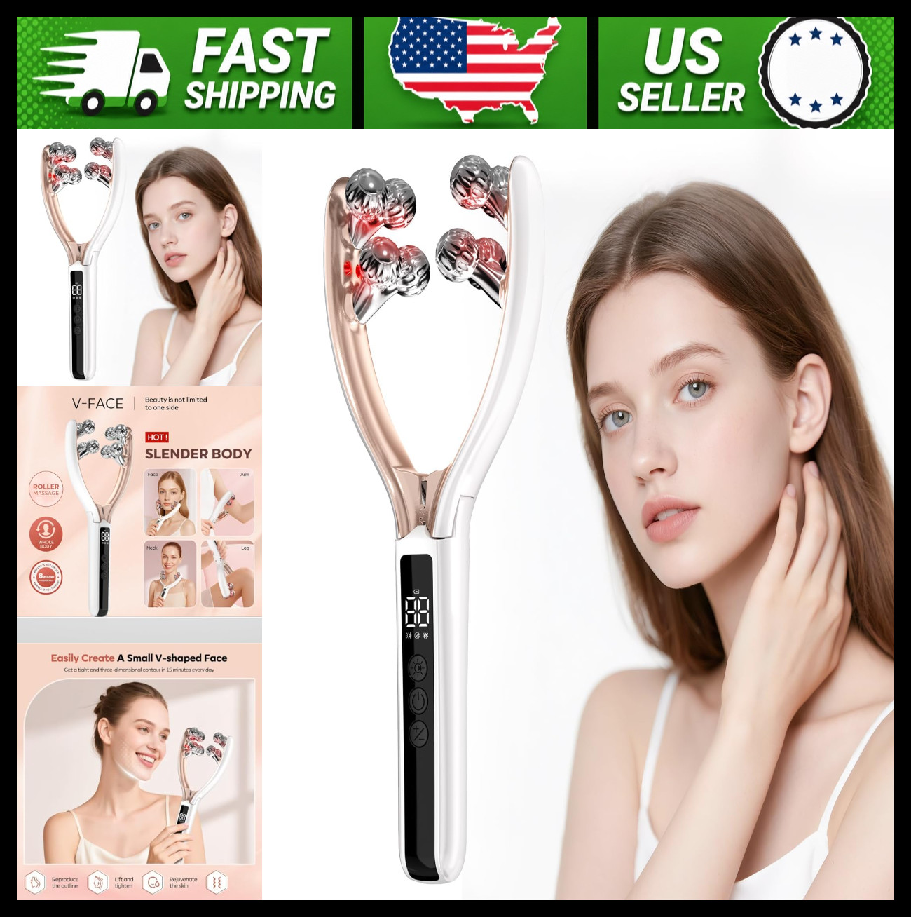 Facial Massager Face & Neck Roller for Women Rechargeable Skin Care