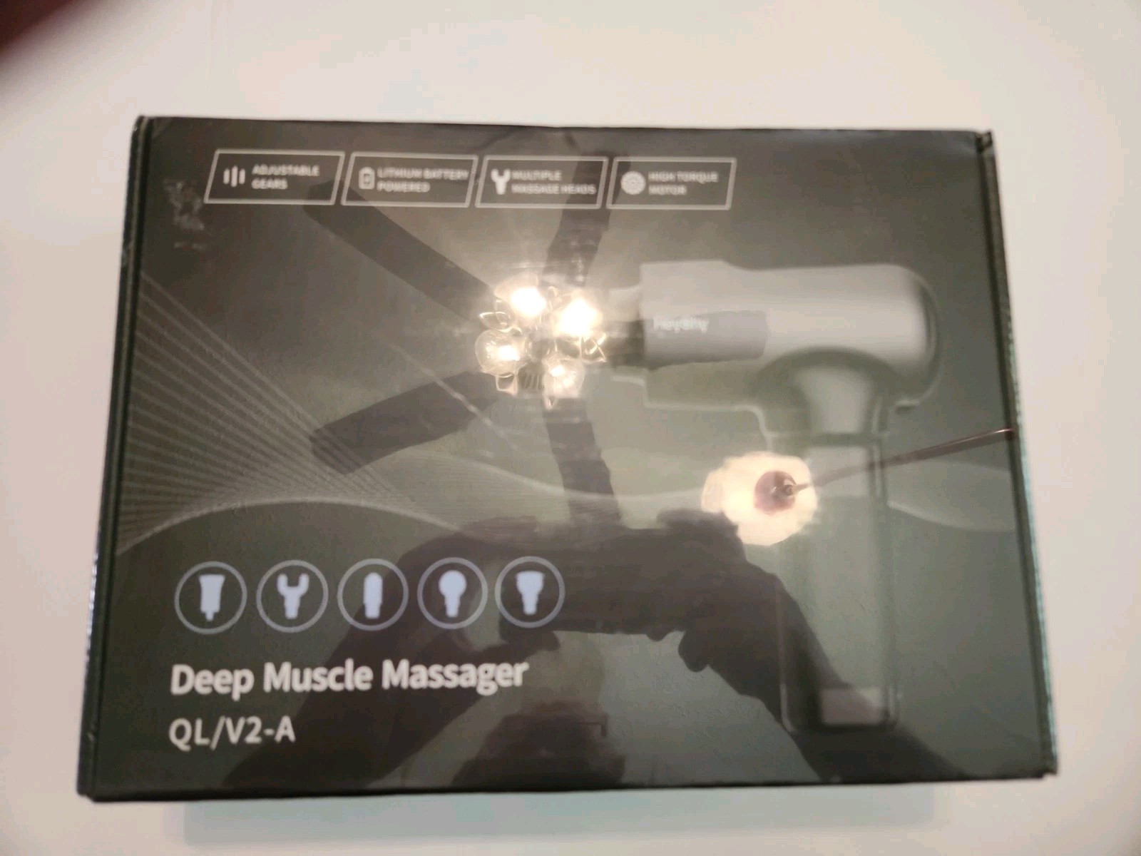 HEYCHY Massage Gun Deep Tissue with Heat Head, Handheld Muscle Back Massager wit