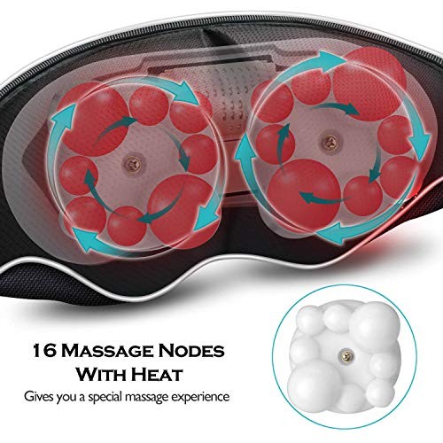 Christmas Women Men Gifts, Shiatsu Neck and Shoulder Massager with Heat Black