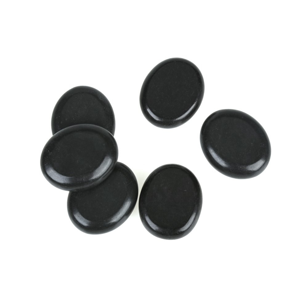 QYLHH 6 Pcs Medium Hot Massage Stones Set Natural Basalt Warm Rocks Kit Black